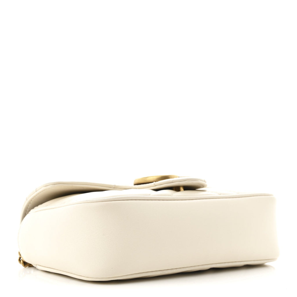 Calfskin Matelasse Super Mini GG Marmont Shoulder Bag White