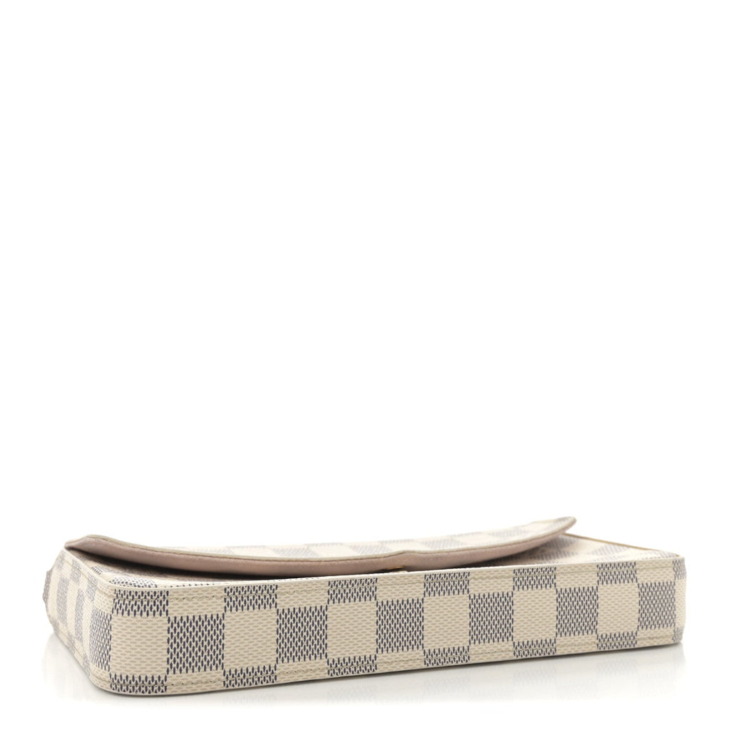 Damier Azur Pochette Felicie Chain Wallet Rose Ballerine