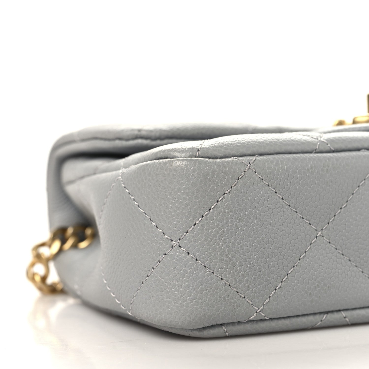 Caviar Quilted Mini Sweetheart Rectangular Flap Light Grey