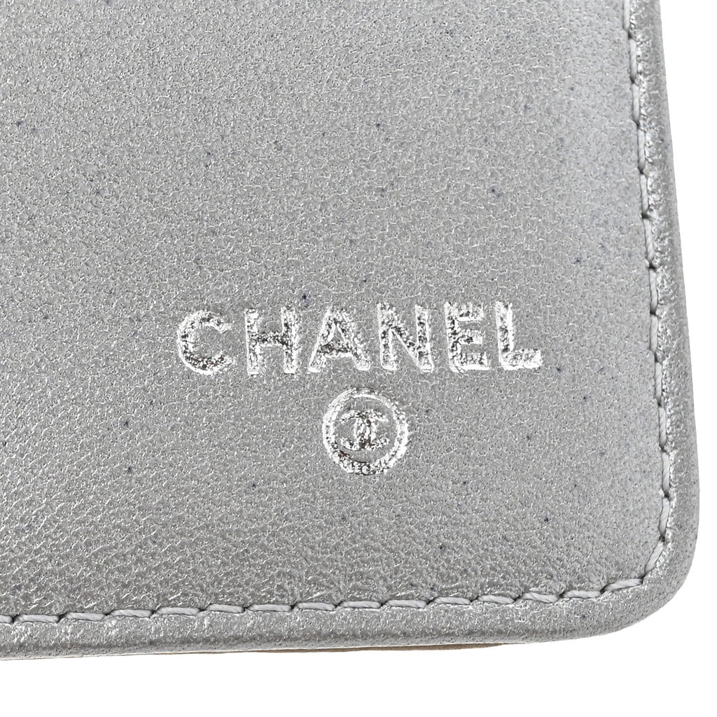 Lambskin Camellia Embossed Large Flap Wallet Gold