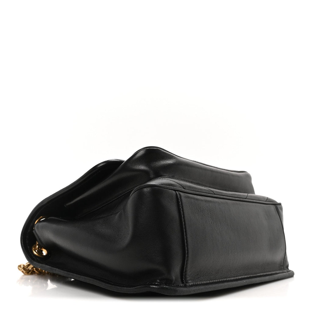 Lambskin Matelasse Monogram Medium Niki Chain Satchel Black
