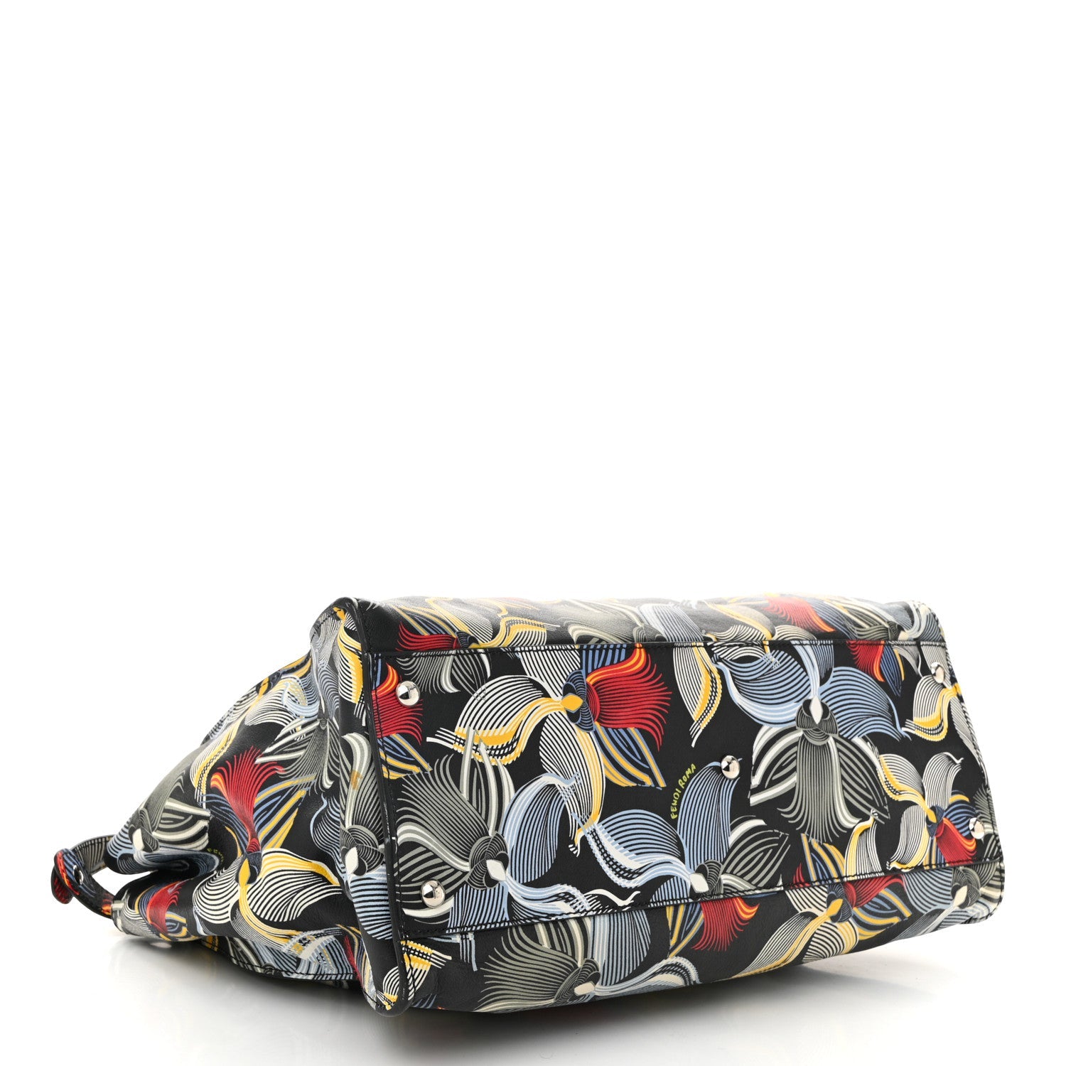 Calfskin Orchid Large Peekaboo Iconic Satchel Black Multicolor