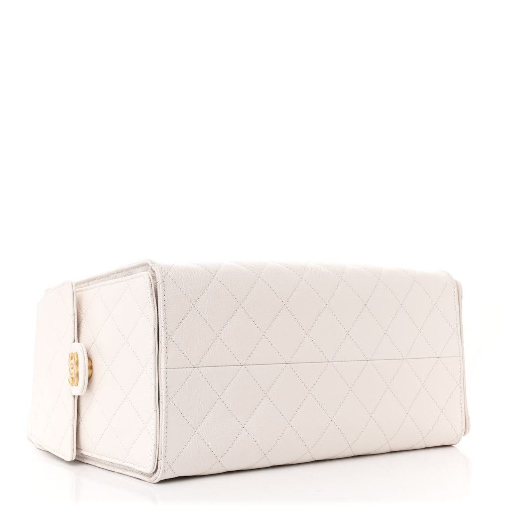 Caviar Quilted Medium Chanel 25 Handbag White