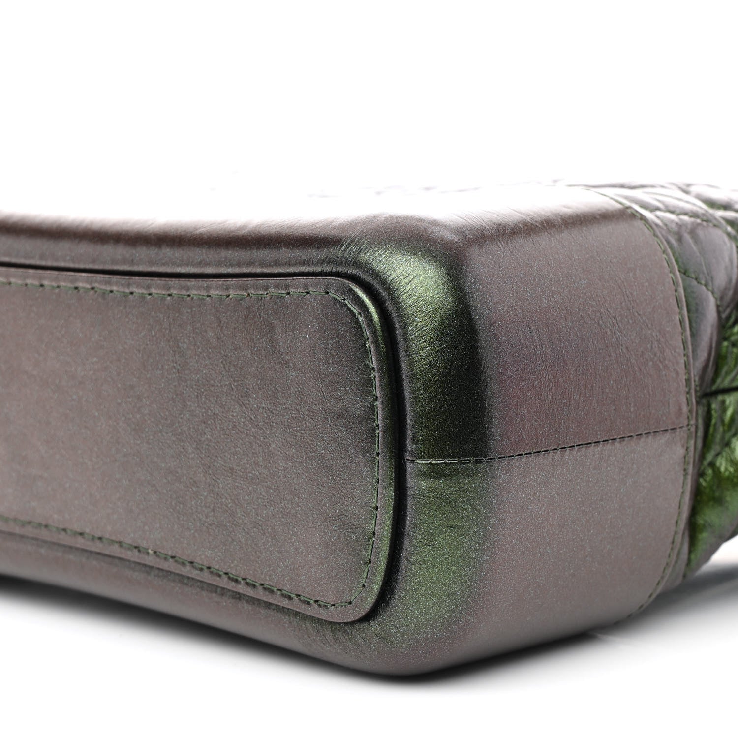 Metallic Aged Calfskin Chevron Quilted Medium Gabrielle Hobo Green
