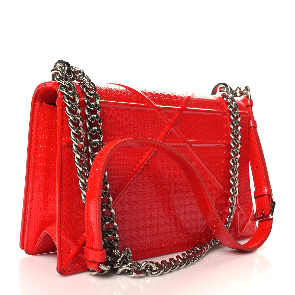 Patent Micro-Cannage Medium Diorama Flap Bag Red