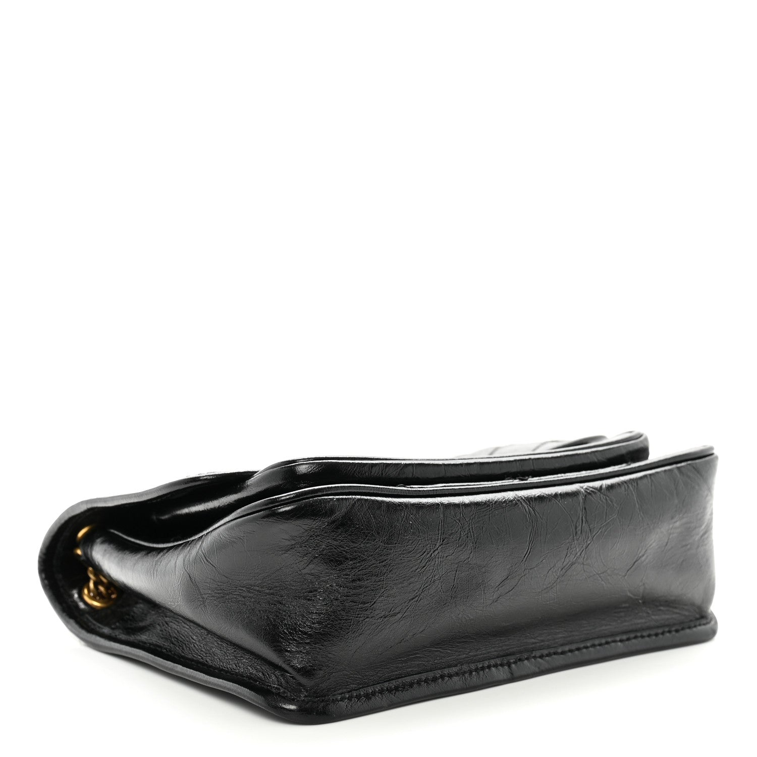 Crinkled Calfskin Matelasse Monogram Baby Niki Chain Satchel Black