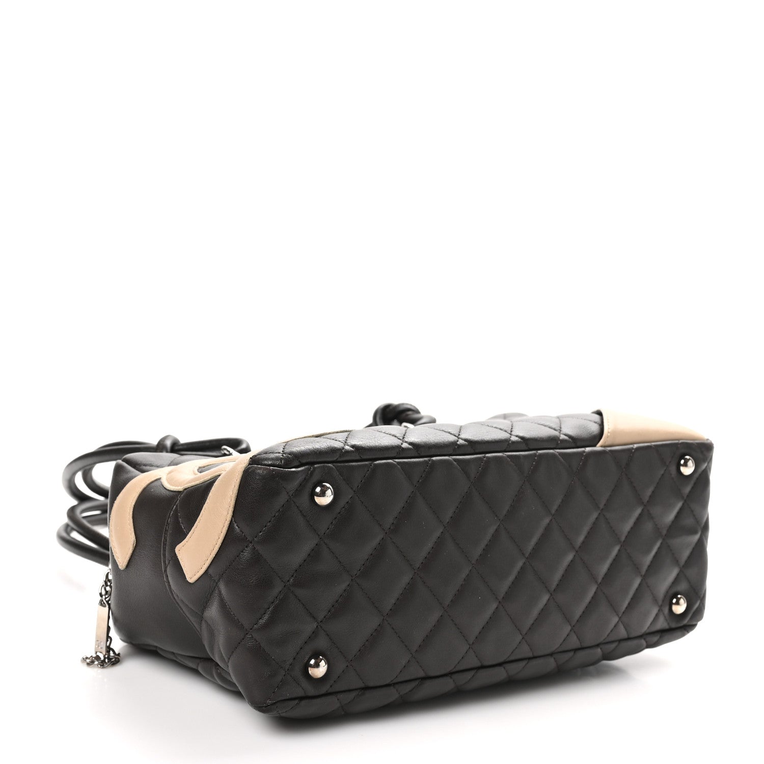 Calfskin Quilted Cambon Large Bowler Brown Beige