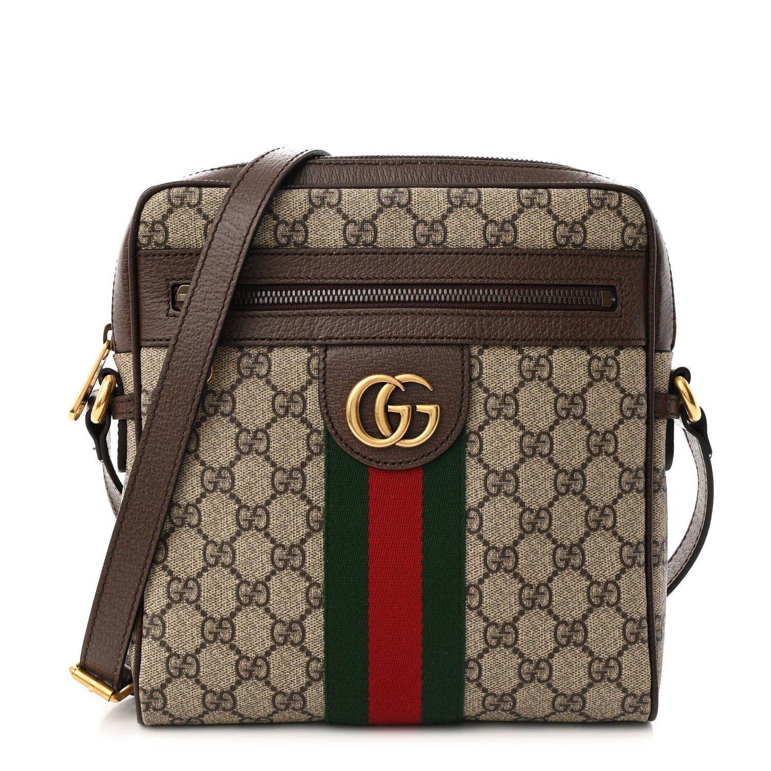 GG Supreme Monogram Web Small Ophidia Messenger Bag Brown