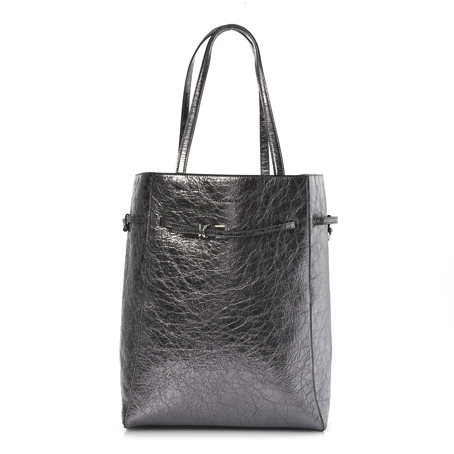 Metallic Calfskin Medium Voyou Bag Silver