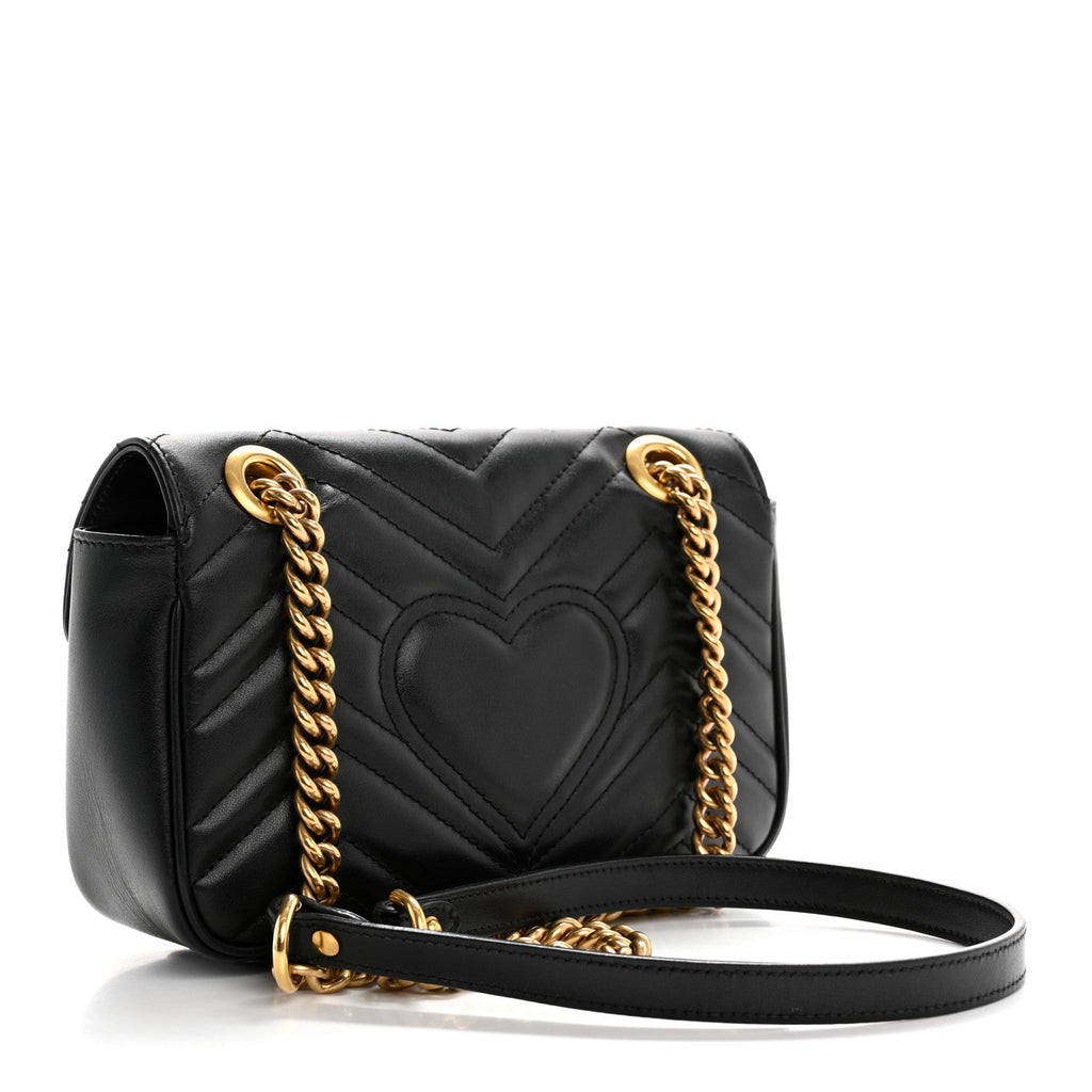 Calfskin Matelasse Mini GG Marmont Shoulder Bag Black