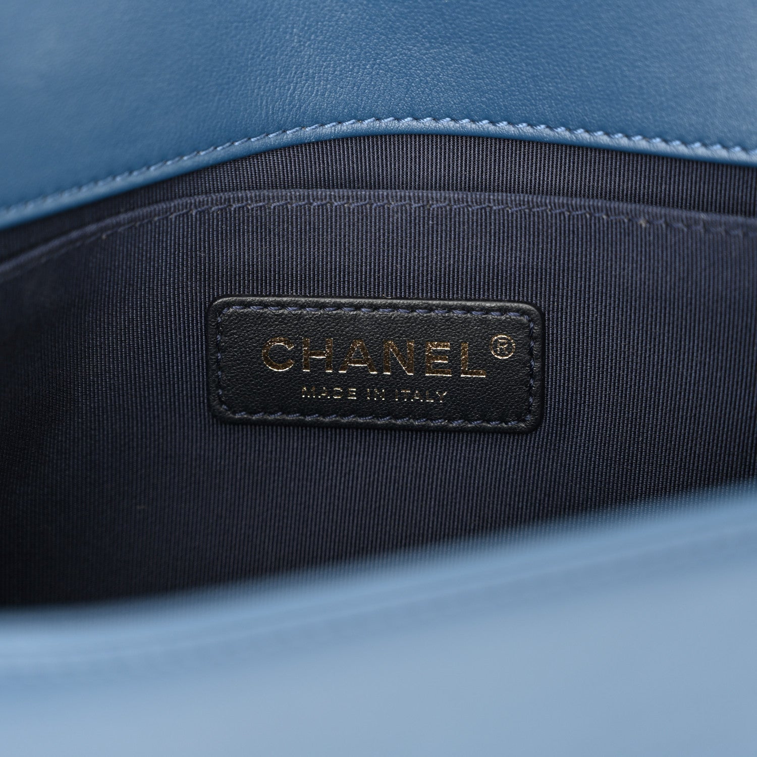 Lambskin Chevron Quilted Medium Boy Flap Blue