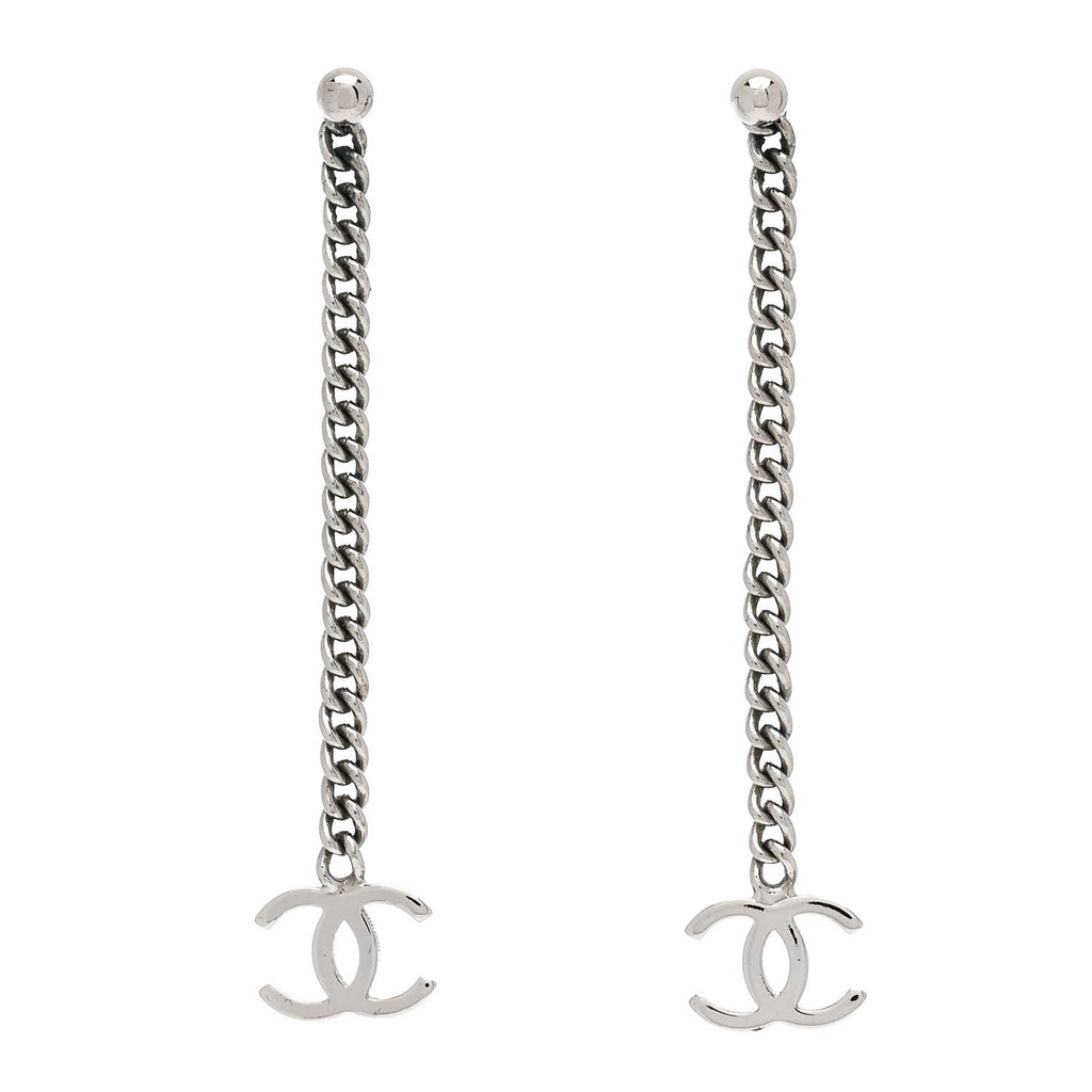 CC Long Drop Earrings Silver