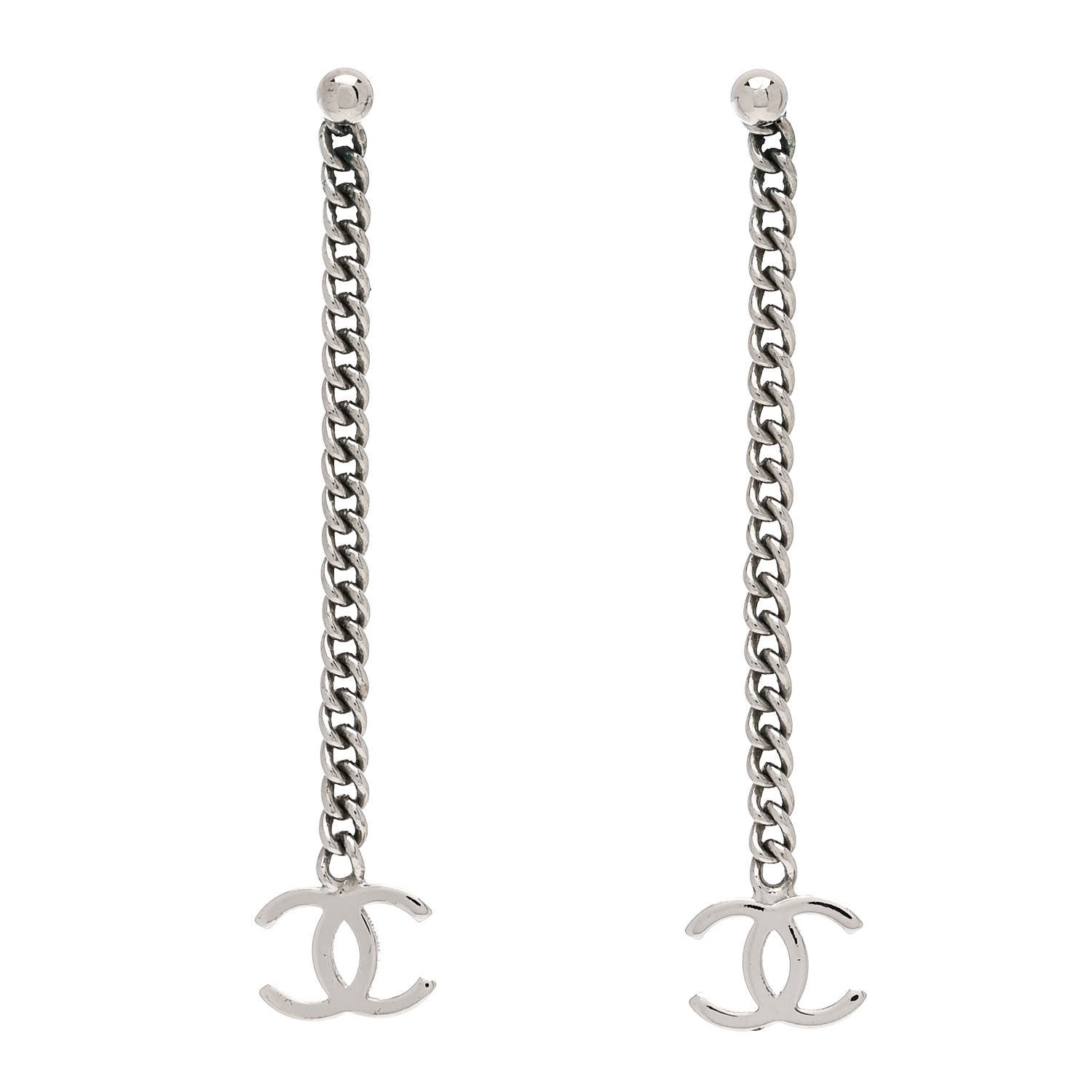 CC Long Drop Earrings Silver
