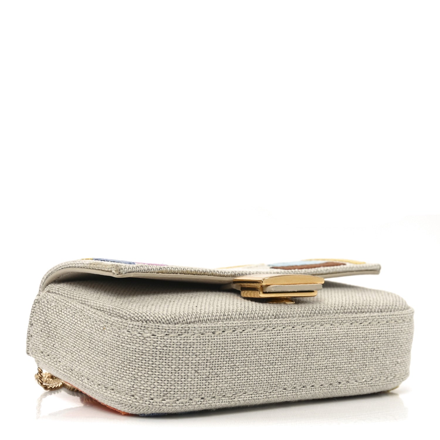 Canvas Vitello King FF Multicolor Embroidered Nano Baguette Charm Multicolor