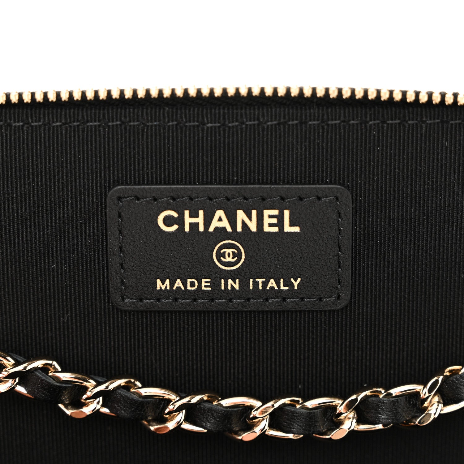 Lambskin Camellia Embossed Small Vanity Case With Chain Black