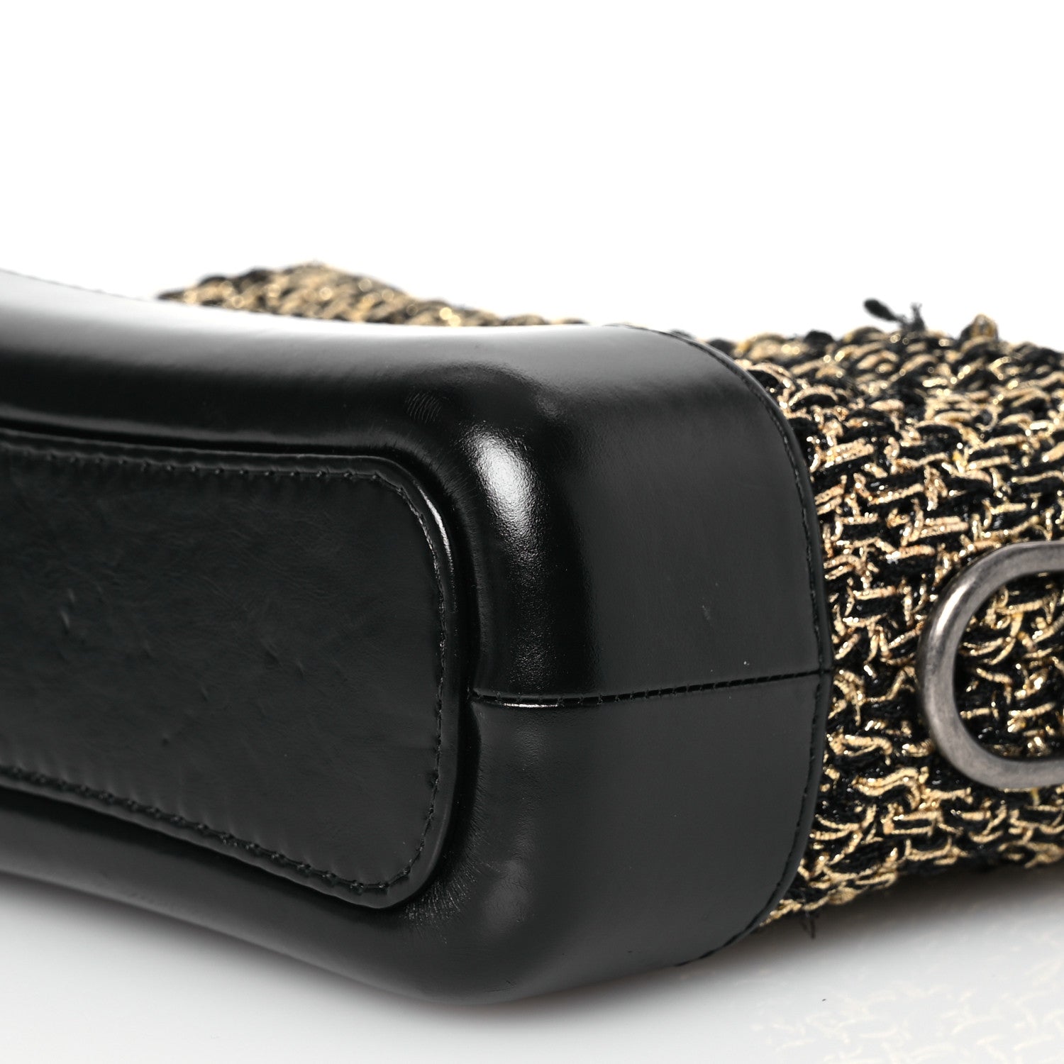Tweed Calfskin Quilted Small Gabrielle Hobo Black Gold