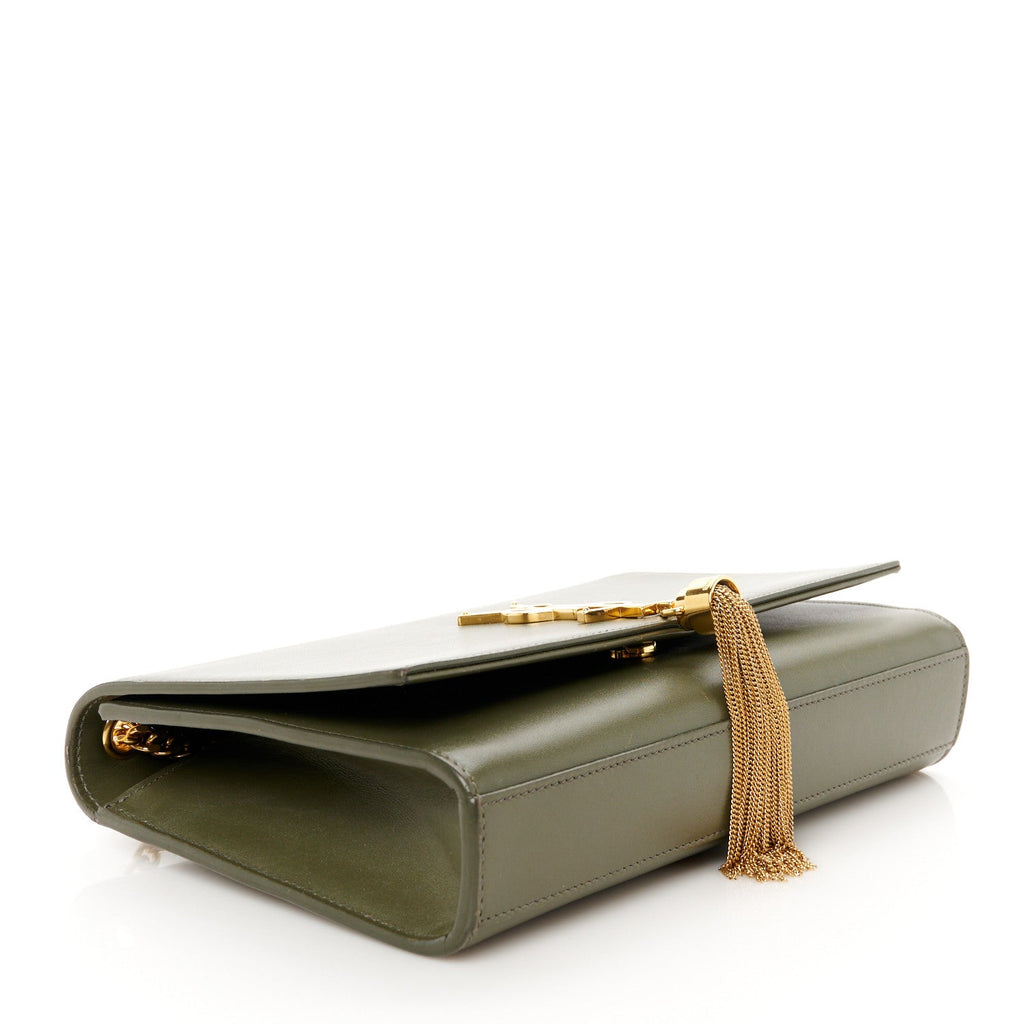 Smooth Calfskin Medium Classic Monogram Kate Tassel Satchel Olive