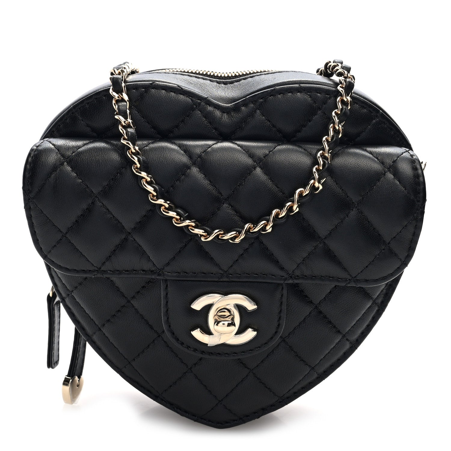 Lambskin Quilted CC In Love Heart Bag Black