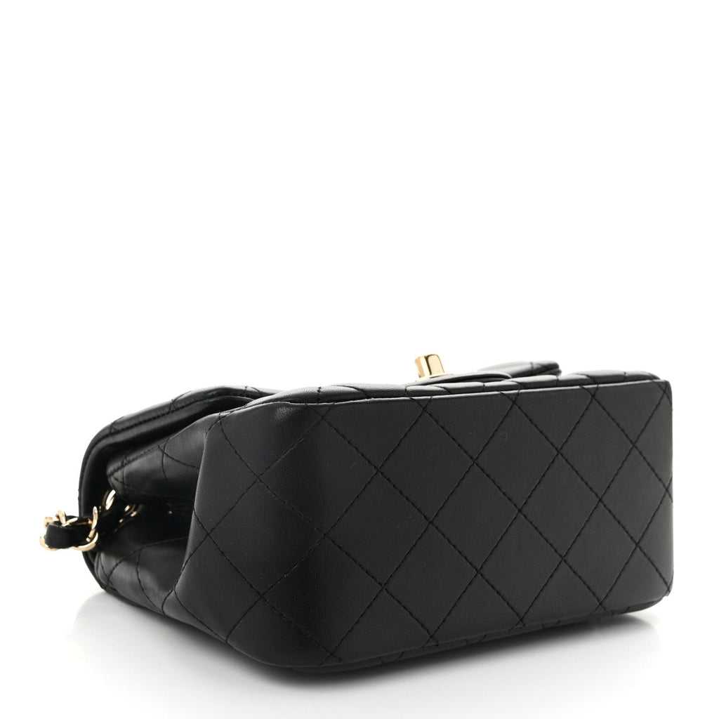 Lambskin Quilted Mini Square Flap Black
