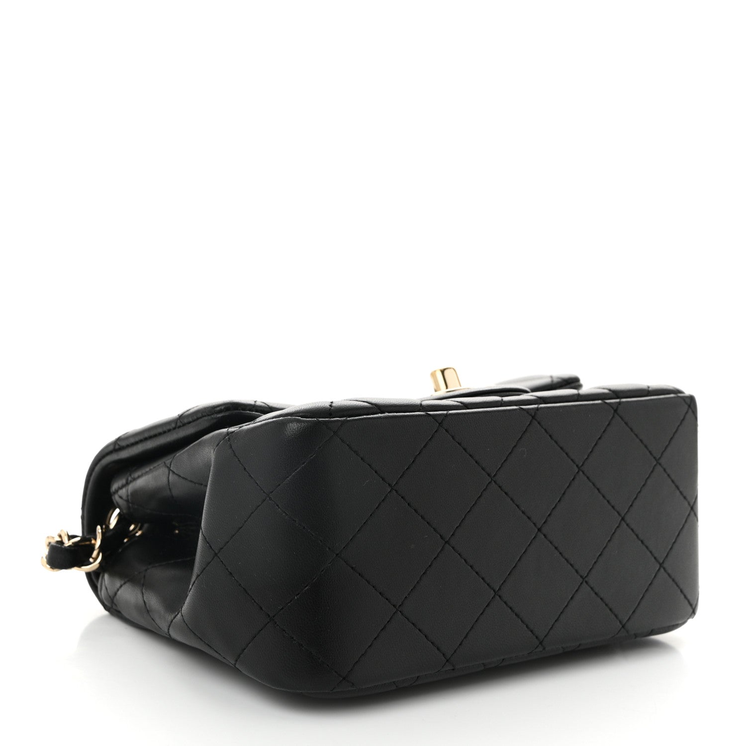 Lambskin Quilted Mini Square Flap Black