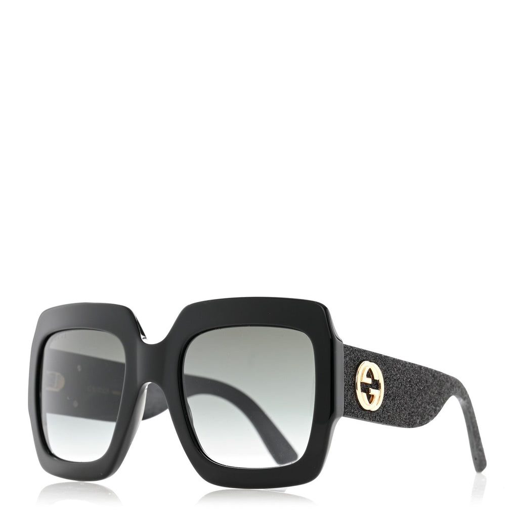 Square Frame GG0102S Sunglasses Glitter Black