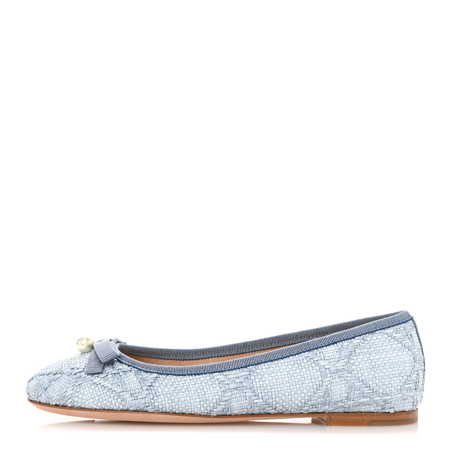 Raffia Cannage Ballet Flat 37 Bleu Pastel