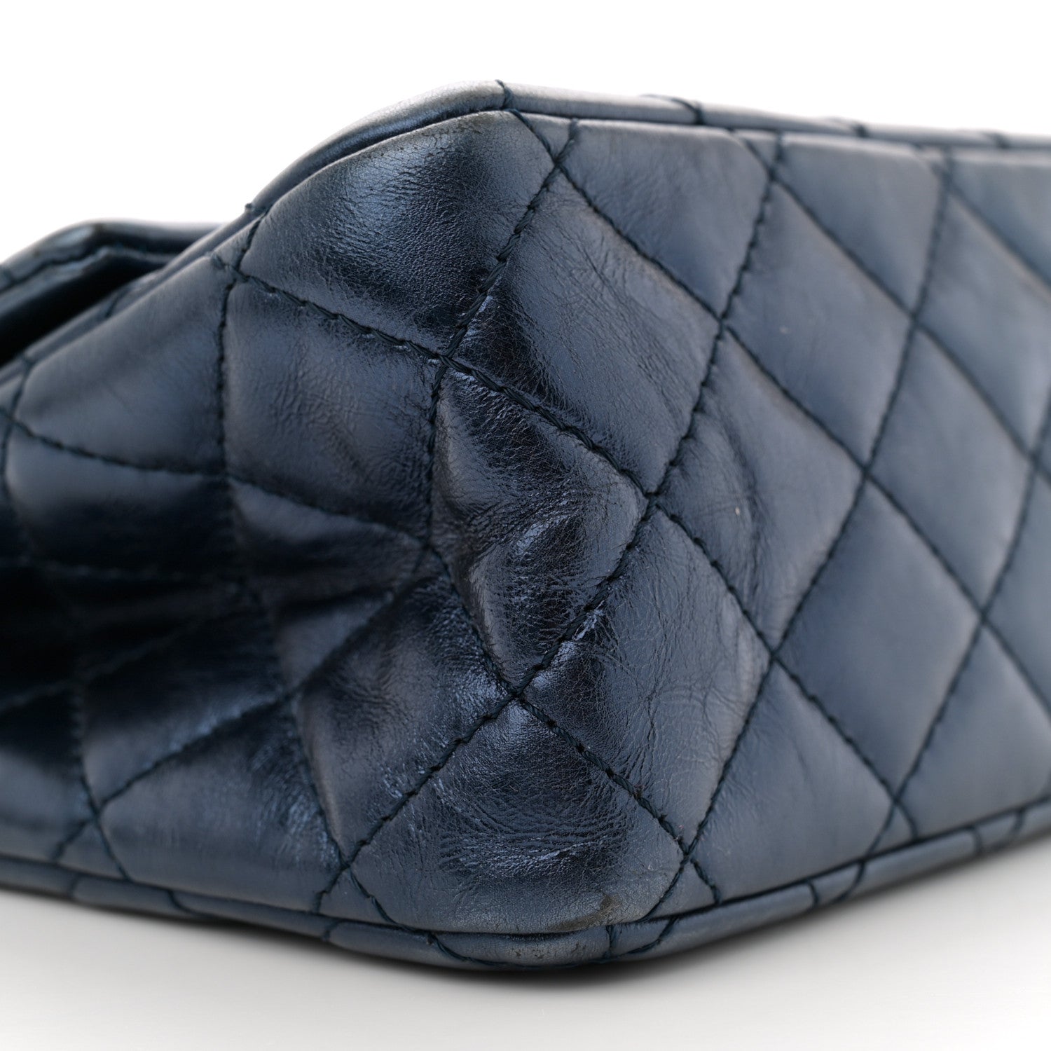 Metallic Aged Calfskin Quilted 2.55 Reissue 226 Flap Dark Navy Blue
