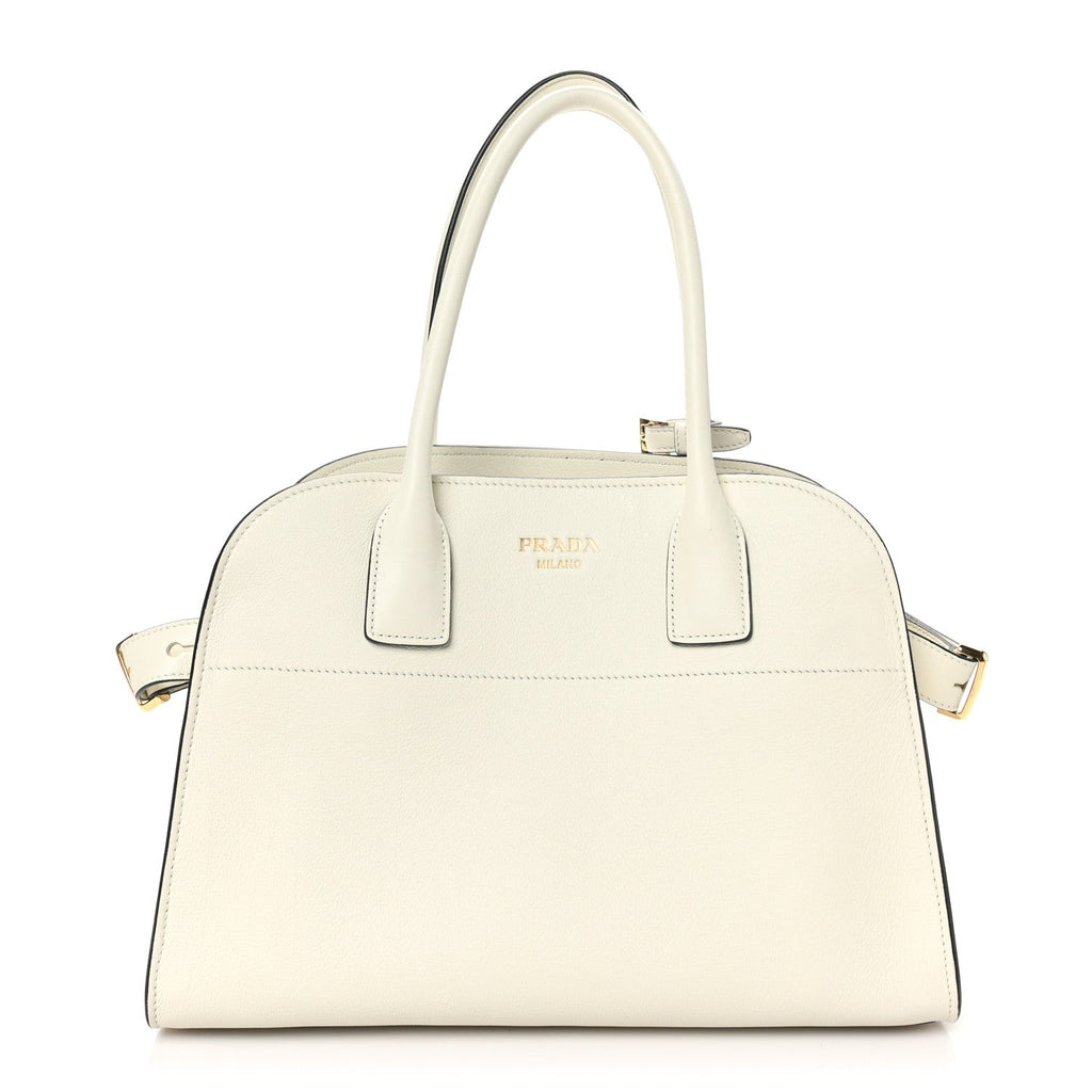 Soft Grain Calfskin Medium Tote Bag White