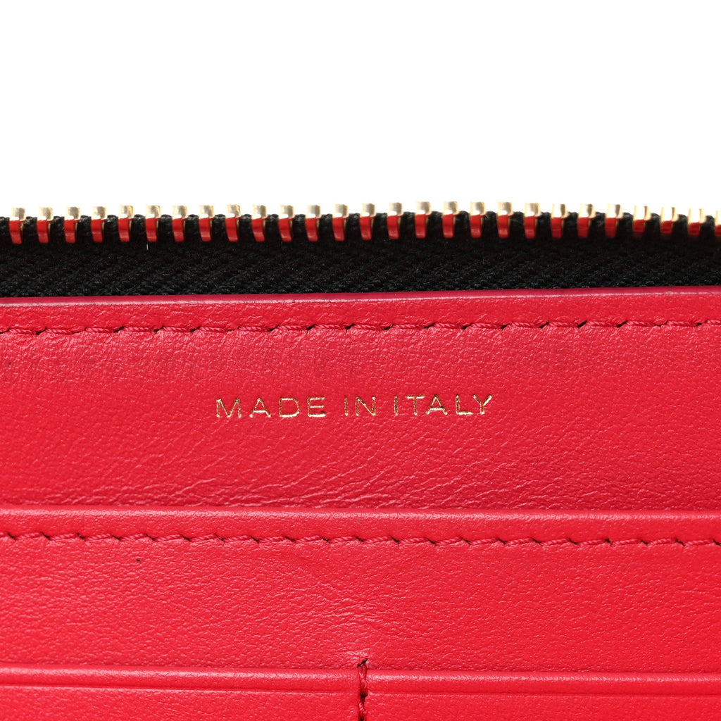 Shiny Aged Calfskin Quilted CC Wallet Black