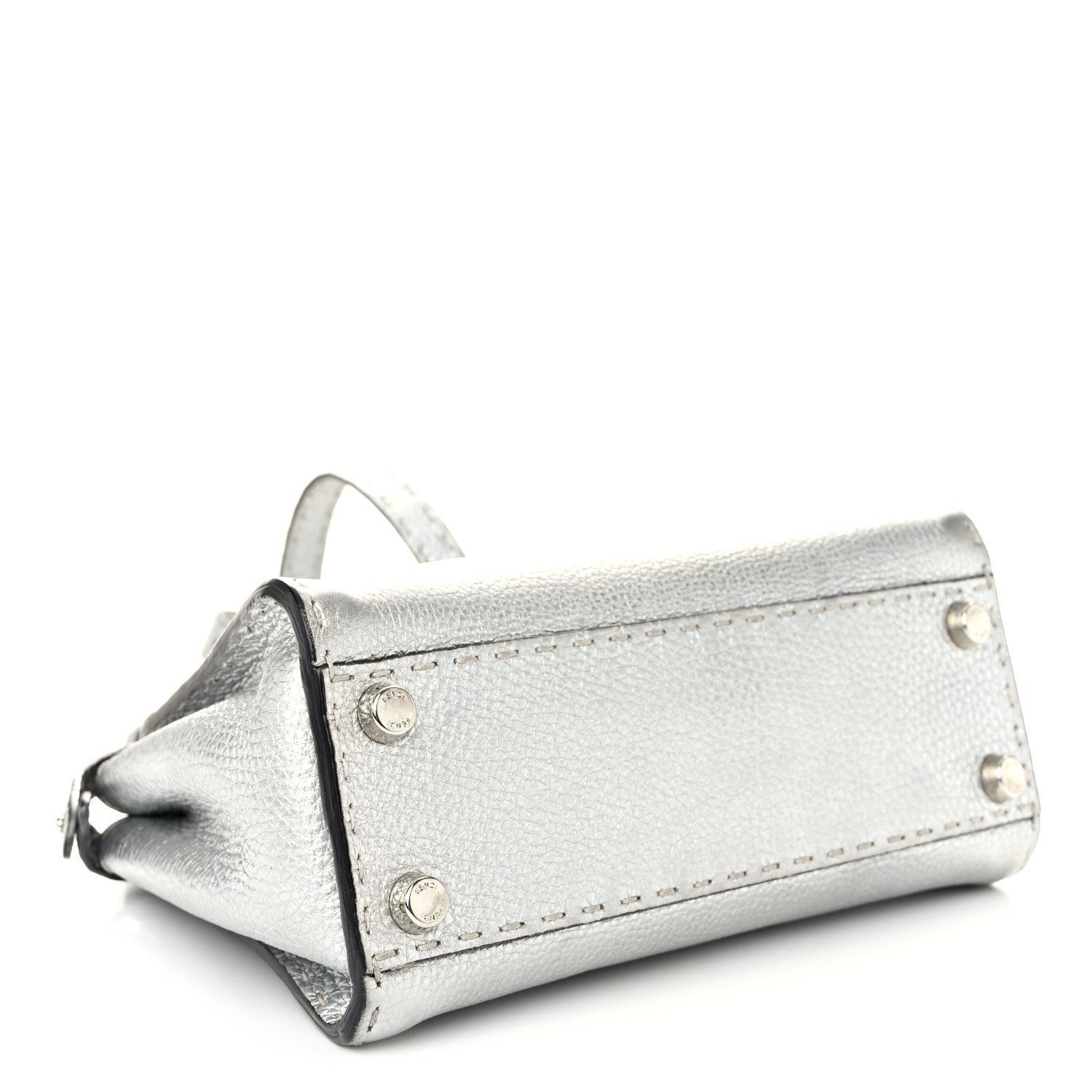 Cuoio Romano Lux Selleria Mini Peekaboo Iconic Satchel Argento