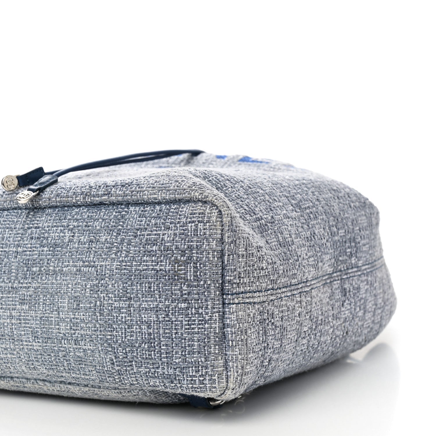Woven Straw Raffia Large Deauville Backpack Blue