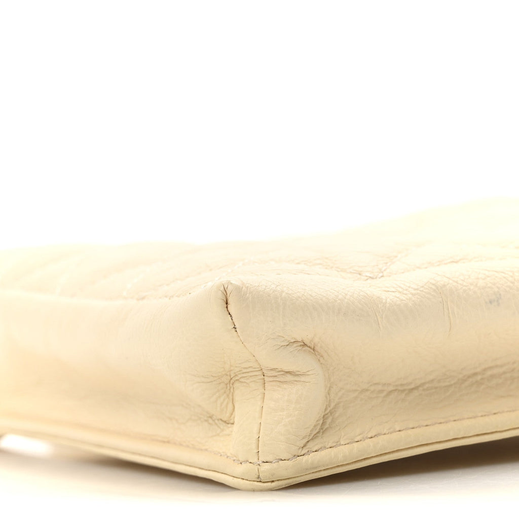 Calfskin Quilted CC Waiter Clutch With Chain White