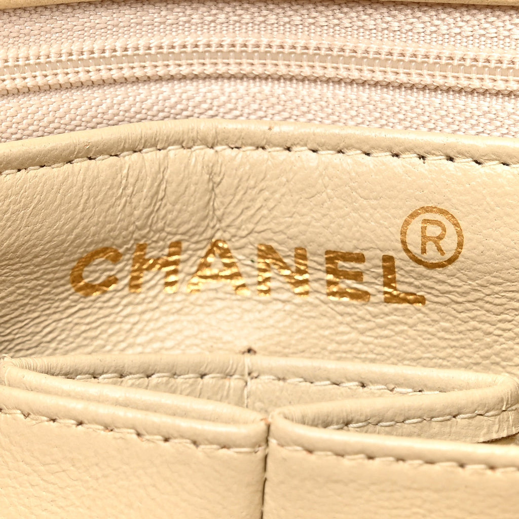 Lambskin Quilted Small Single Flap Beige