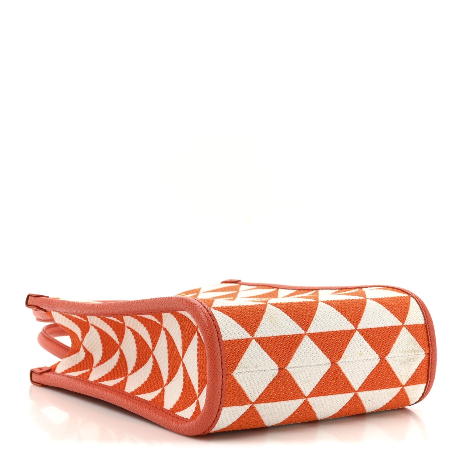 Jacquard Saffiano Triangolo Symbole Embroidered Micro Tote Arancio White