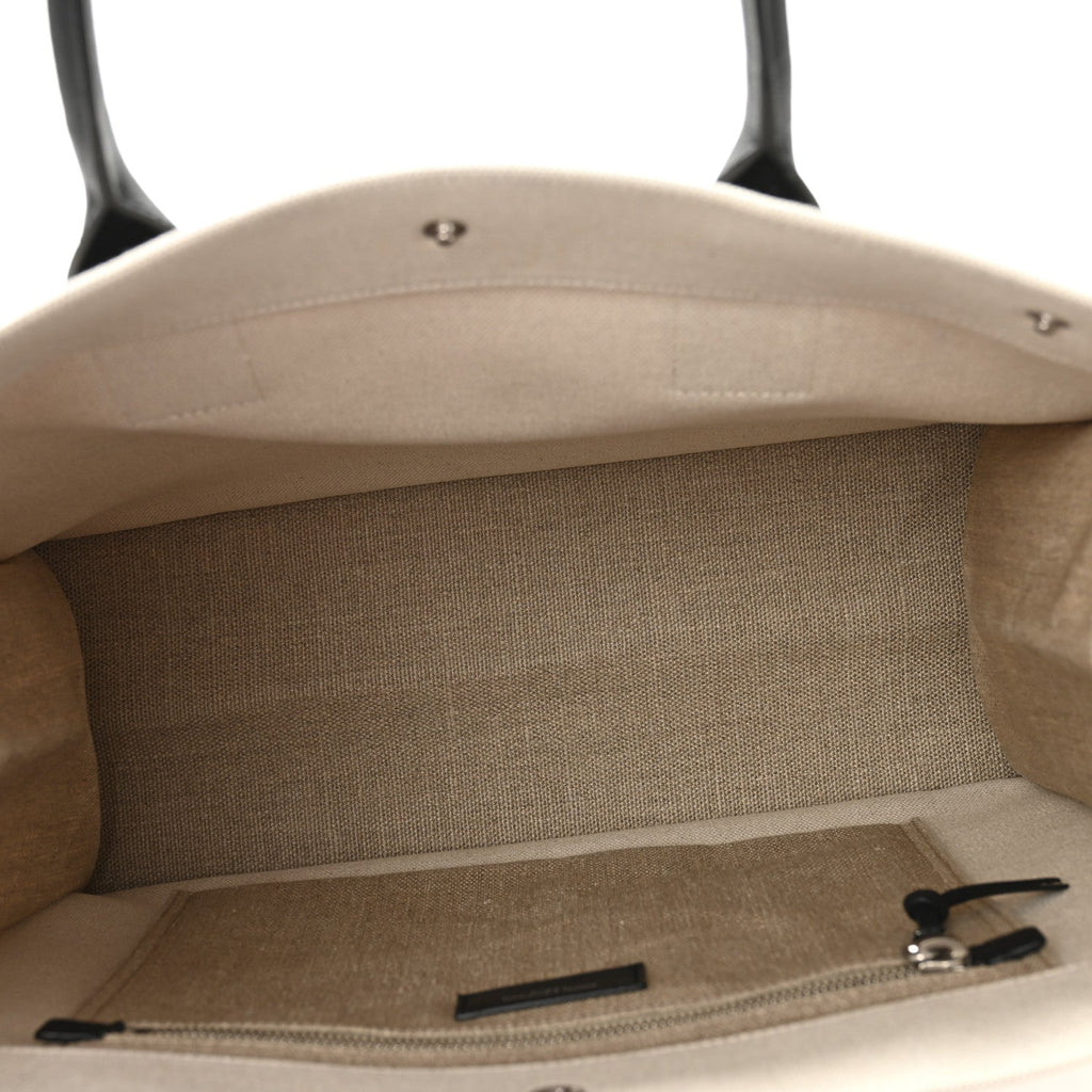 Linen Calfskin Small Rive Gauche Tote Greggio Natural