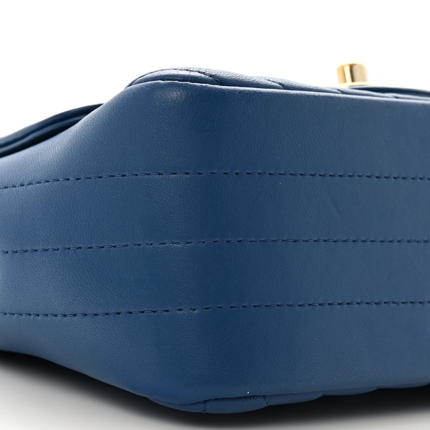Lambskin Chevron Quilted Mini Square Flap Blue
