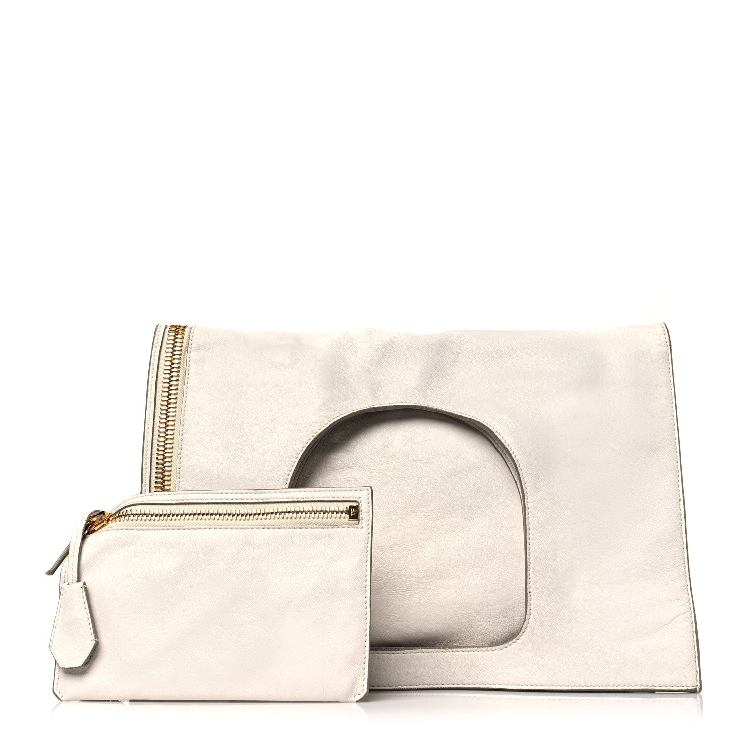 Ramskin Large Alix Padlock Zip Shoulder Bag White