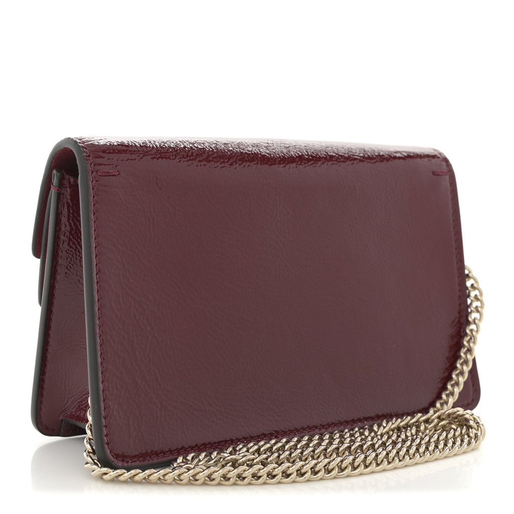 Crinkled Patent Super Mini Dionysus Shoulder Bag Rosso Ancora Red