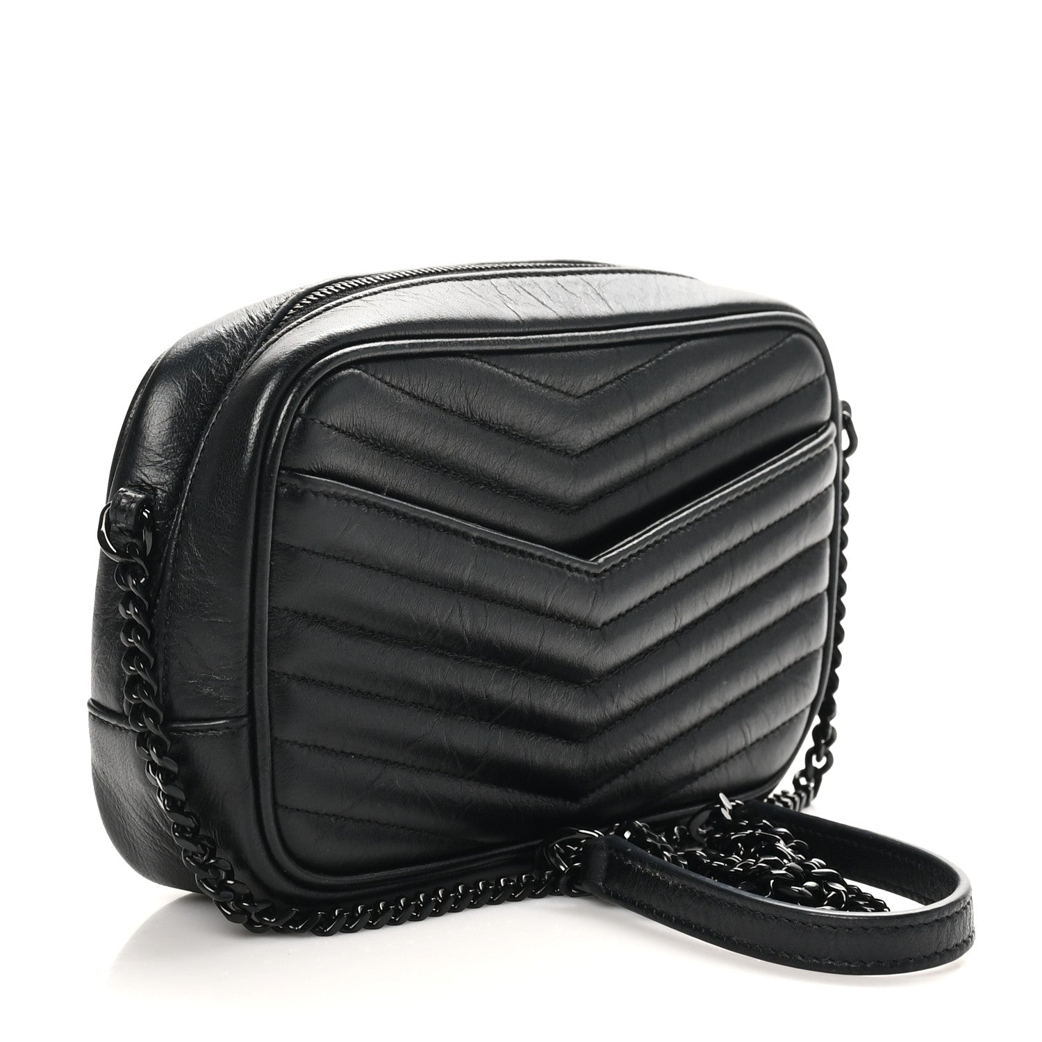 Calfskin Matelasse Monochrome Monogram Mini Lou Camera Bag Black