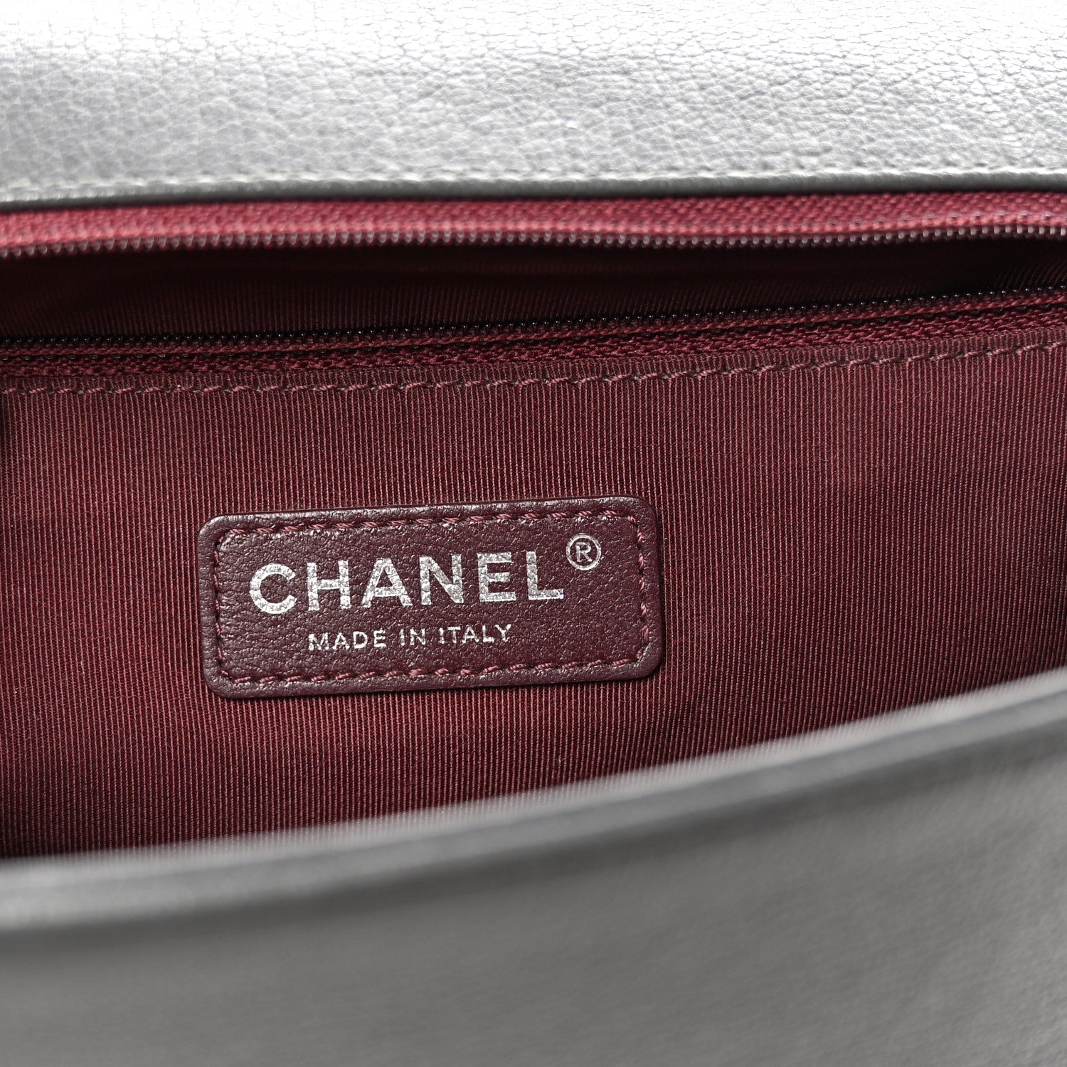 Goatskin Patent Quilted New Medium Boy Flap Grey