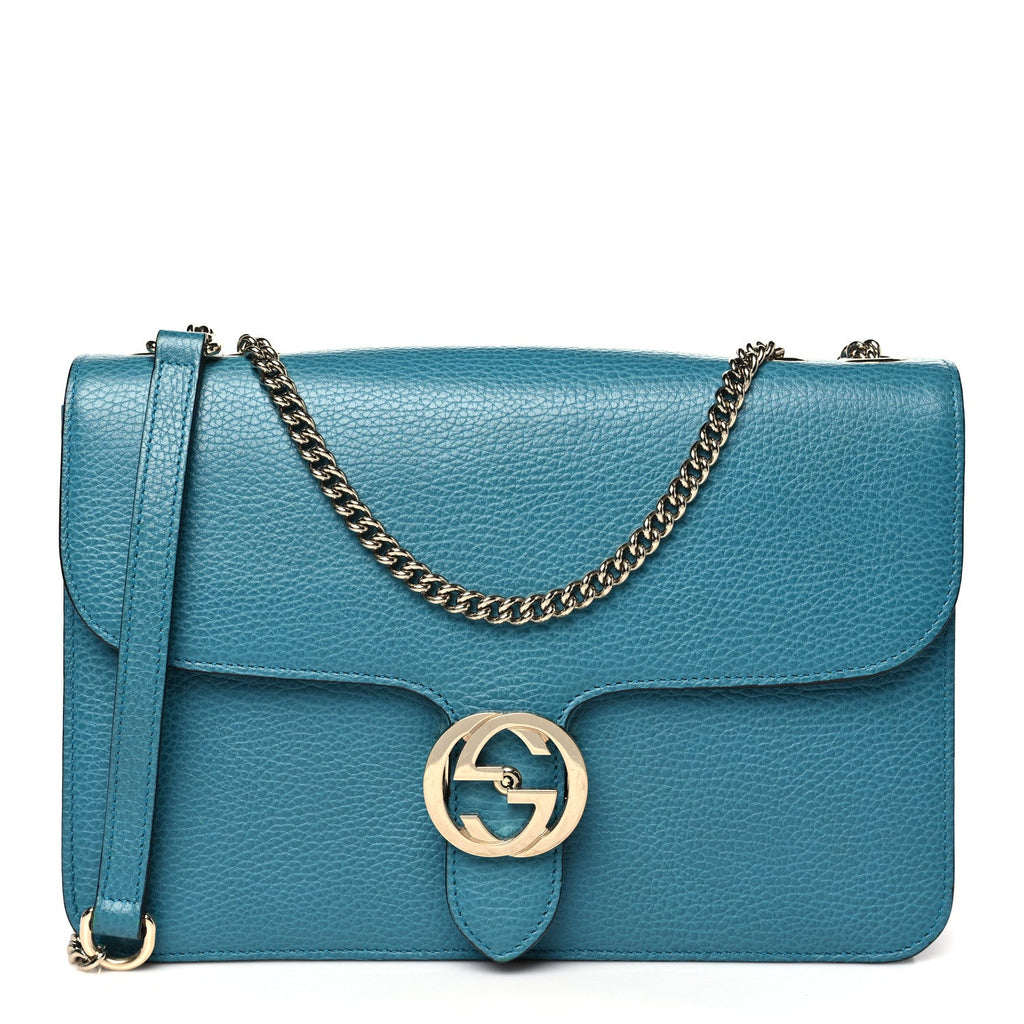 Dollar Calfskin Interlocking G Shoulder Bag Deep Cobalt