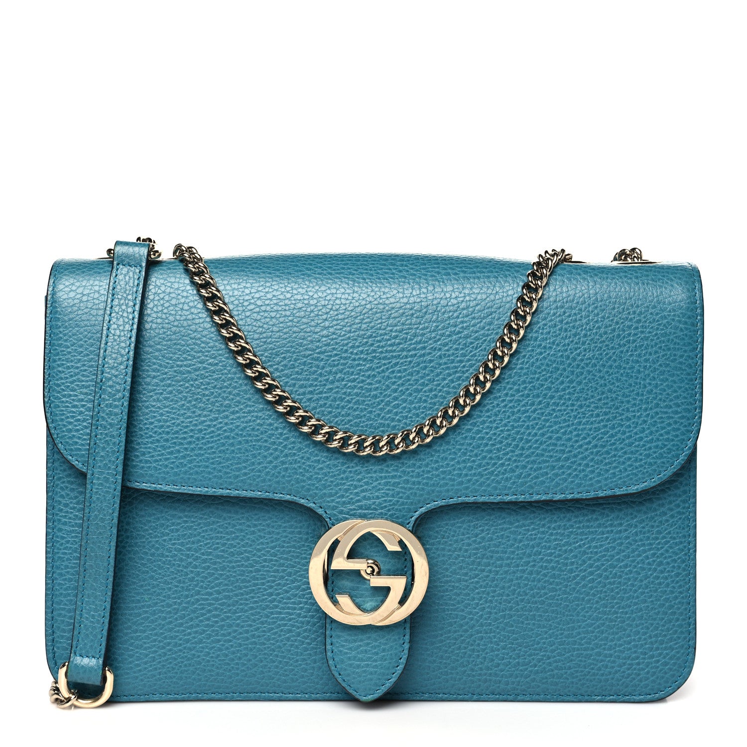 Dollar Calfskin Interlocking G Shoulder Bag Deep Cobalt