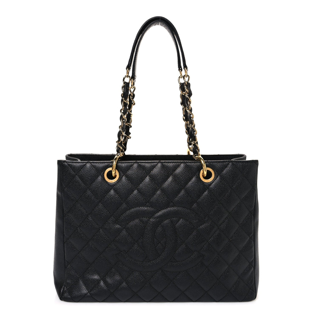 Caviar Quilted Grand Shopping Tote GST Black
