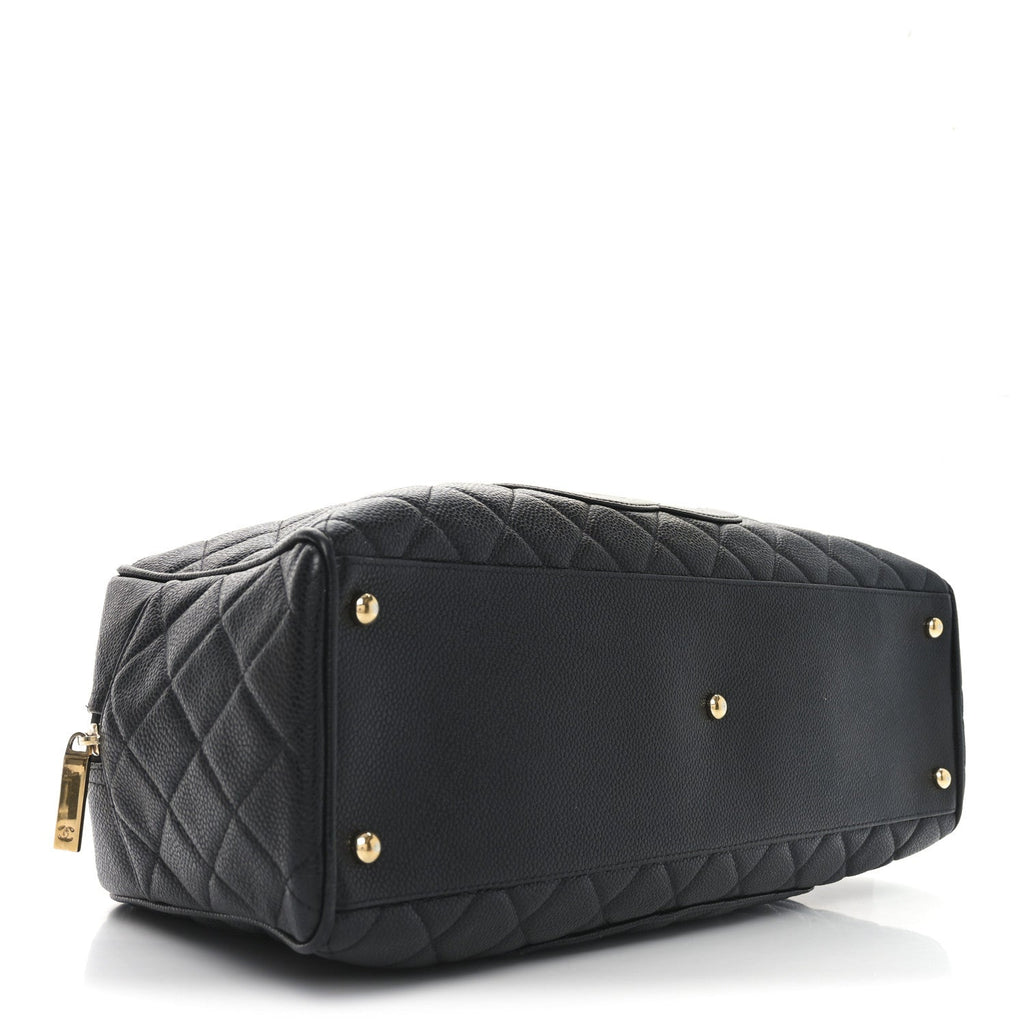 Caviar Quilted Large Bowler Black