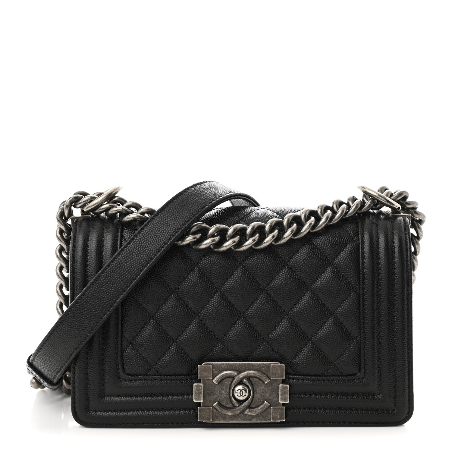 Caviar Quilted Small Boy Flap Black