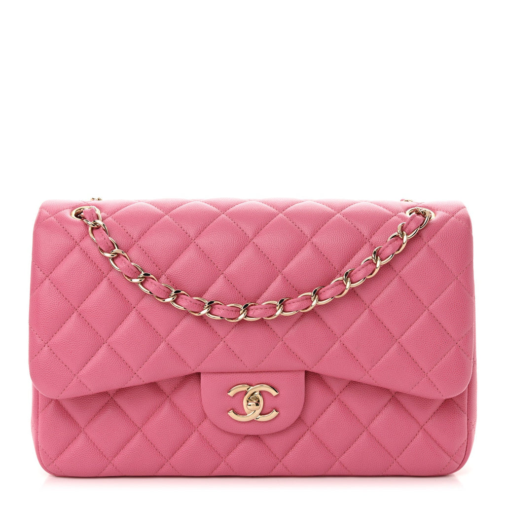 Caviar Quilted Jumbo Double Flap Pink