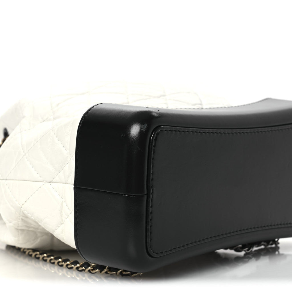 Aged Calfskin Quilted Gabrielle Backpack Black White