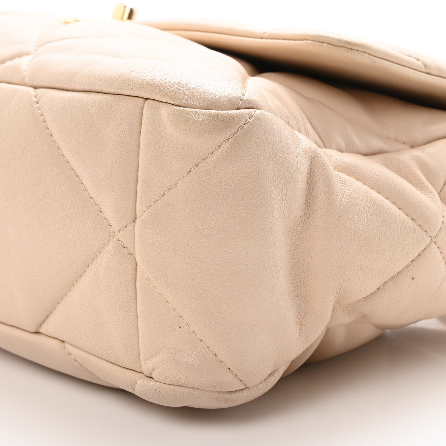 Lambskin Quilted Large Chanel 19 Flap Beige