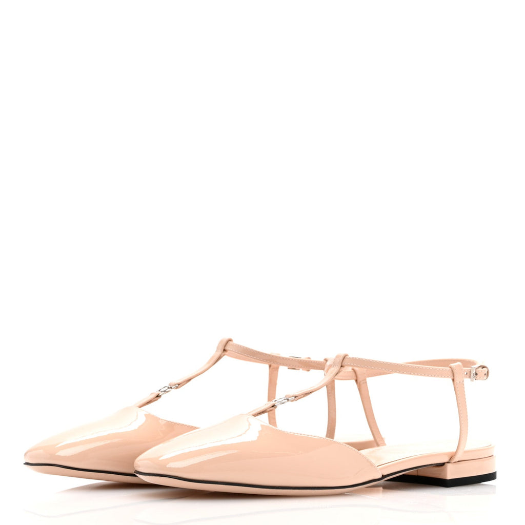 Vernice Crystal Double G Ballet Flat 37.5 Skin Rose