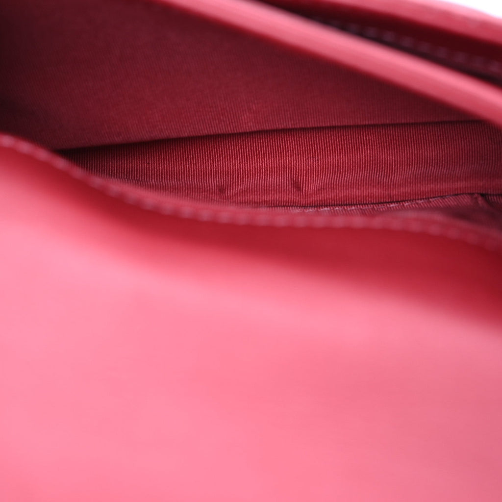 Metallic Calfskin Quilted Top Handle Flap Dark Pink